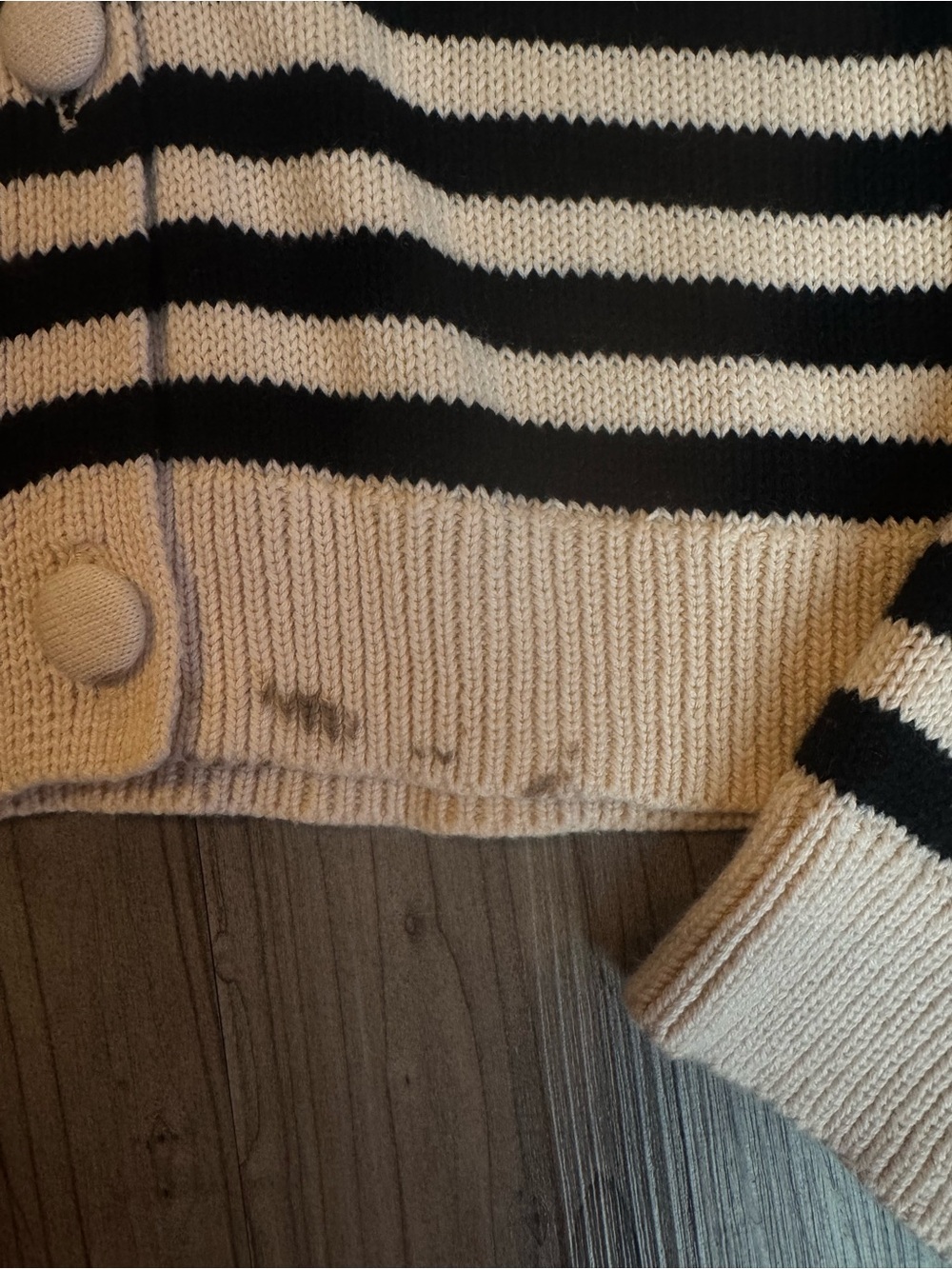 Universal Thread Black & Cream Striped Button-Up Cardigan - Picture 2 of 3